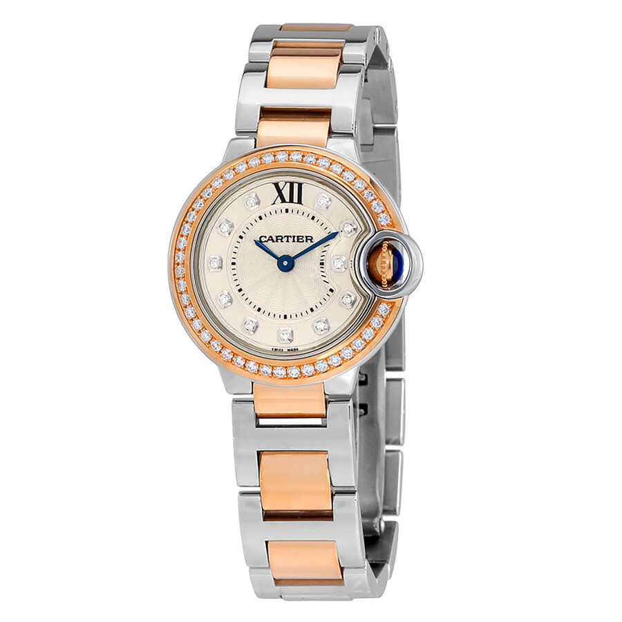 Cartier Ballon Bleu Silver Dial Two Tone Diamond Ladies Watch WE902076