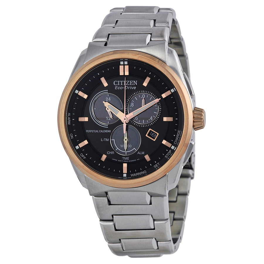 Citizen Eco Drive Perpetual Calendar Black Dial Stainless Steel Men s 