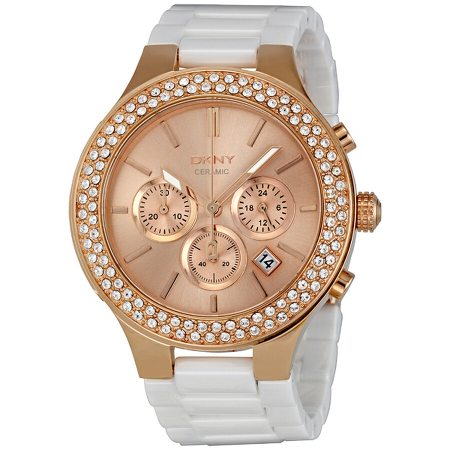 DKNY Chronograph Rose Goldtone Crystal Ladies Watch NY8261 DKNY