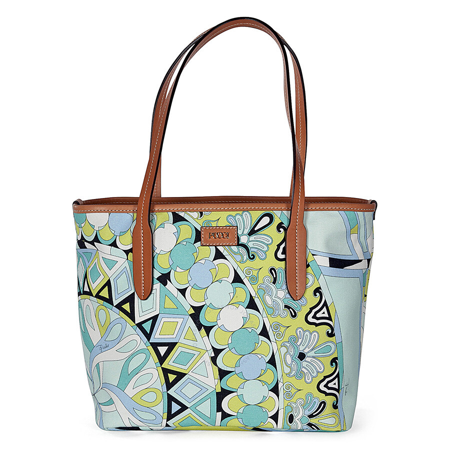 Pucci Two Pocket Small Tote emilio pucci small tote handbag in aqua print Pucci Two Pocket Small Tote emilio pucci small tote handbag in aqua print