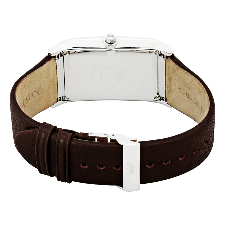 Emporio Armani Rectangular Brown Leather Strap Men's Watch AR2032