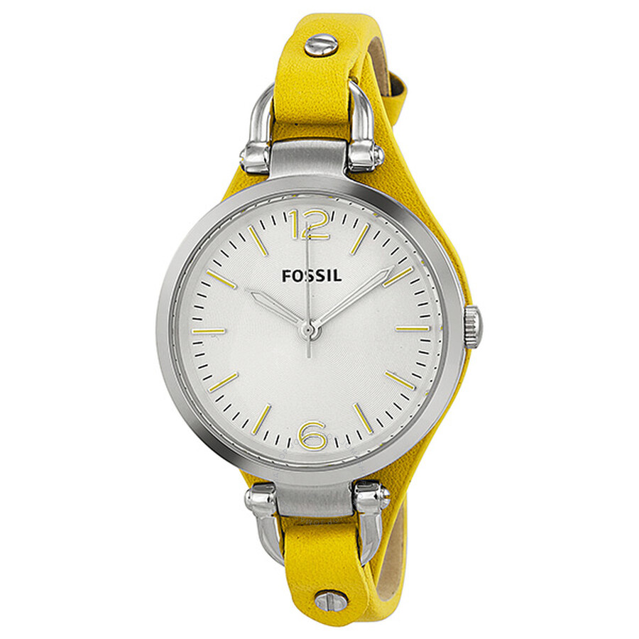 Fossil Stainless Steel Yellow Leather Ladies Watch ES3220
