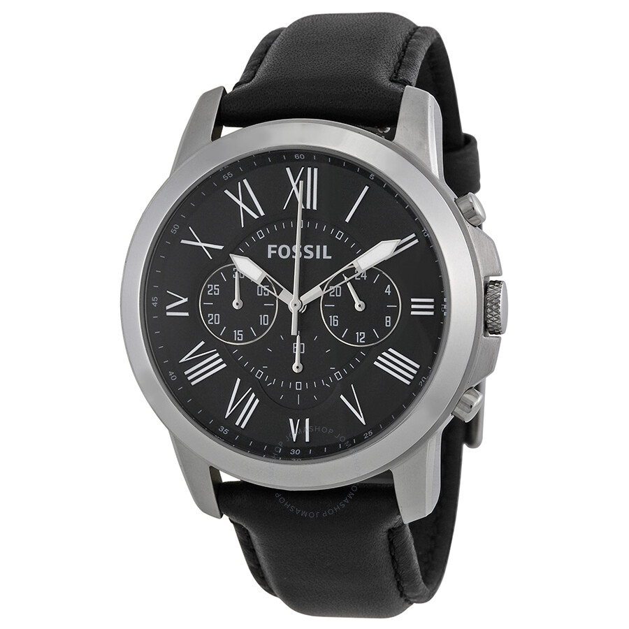 Fossil Grant Black Dial Black Leather Men's Watch FS4812 - Grant