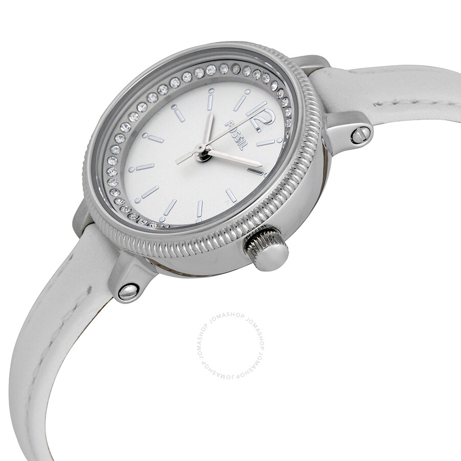 Fossil White Dial White Leather Strap Ladies Watch BQ1203 Fossil