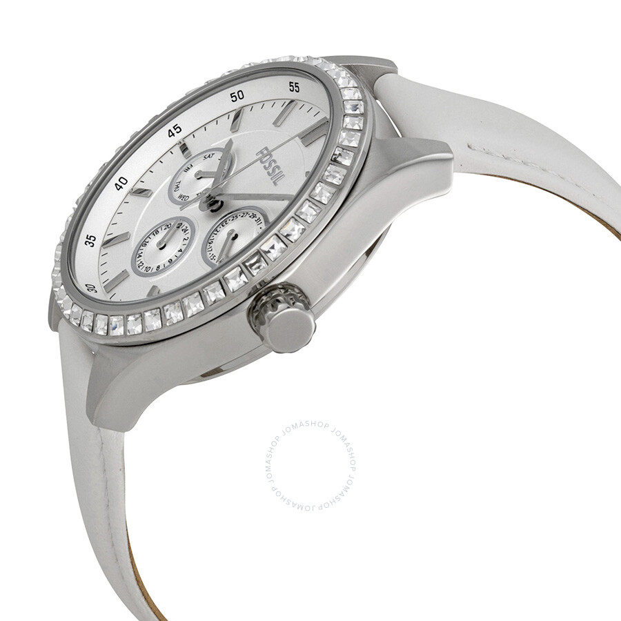 Fossil White Dial White Leather Strap Ladies Watch BQ1437 Fossil