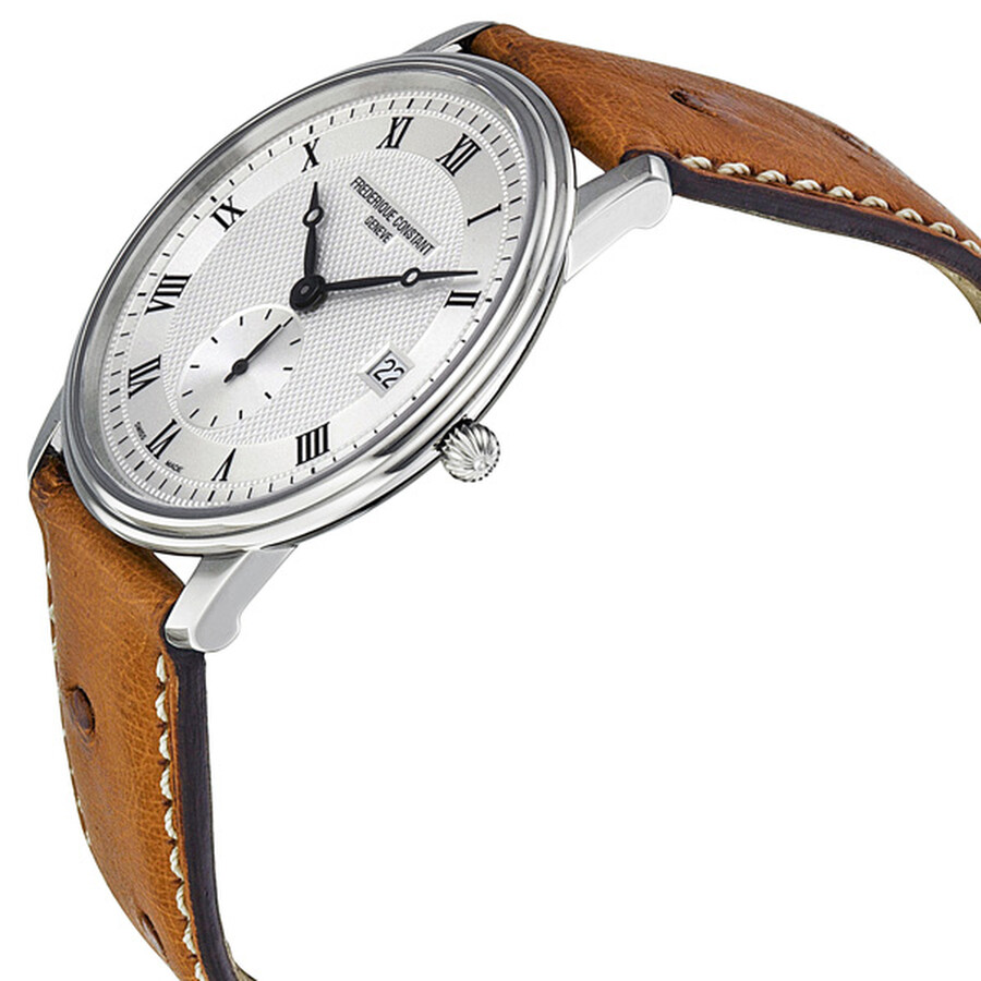 white dial brown leather strap watch