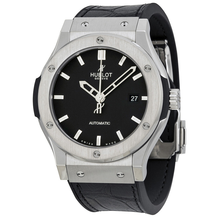 Hublot Classic Fusion Automatic Black Dial Black Leather Men's Watch