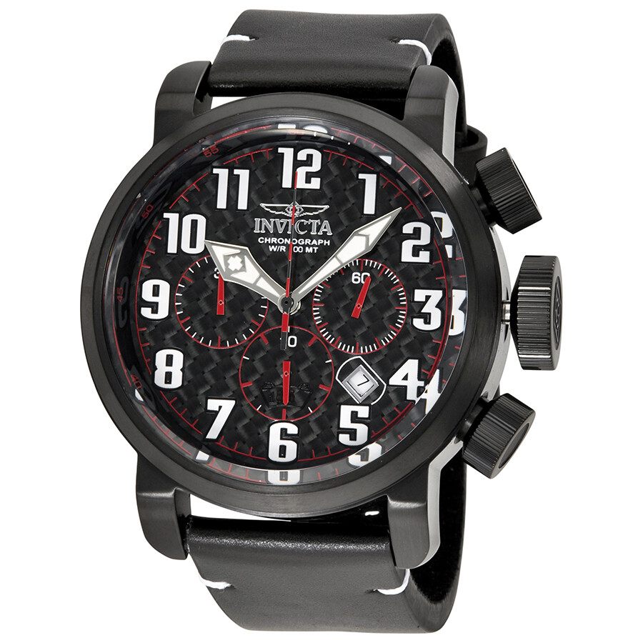 Invicta Aviator Chronograph Black Carbon Fiber Dial Men's Watch 22267 Aviator Invicta