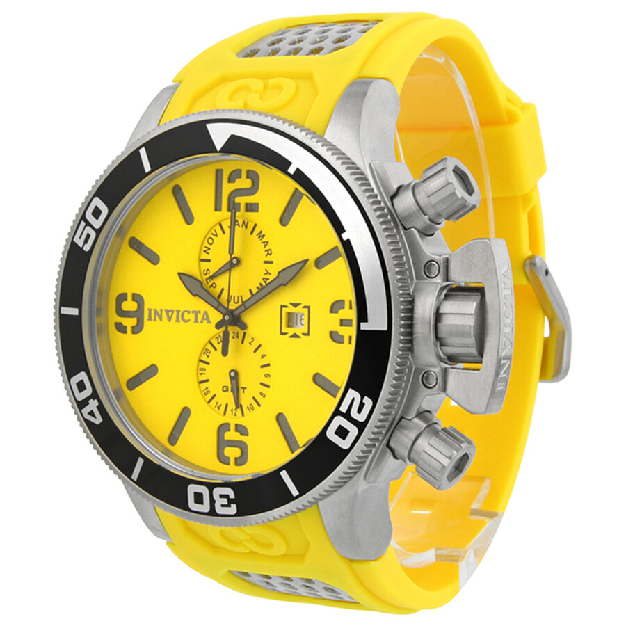 Invicta Corduba Collection Yellow Dial Yellow Polyurethane Strap Men's