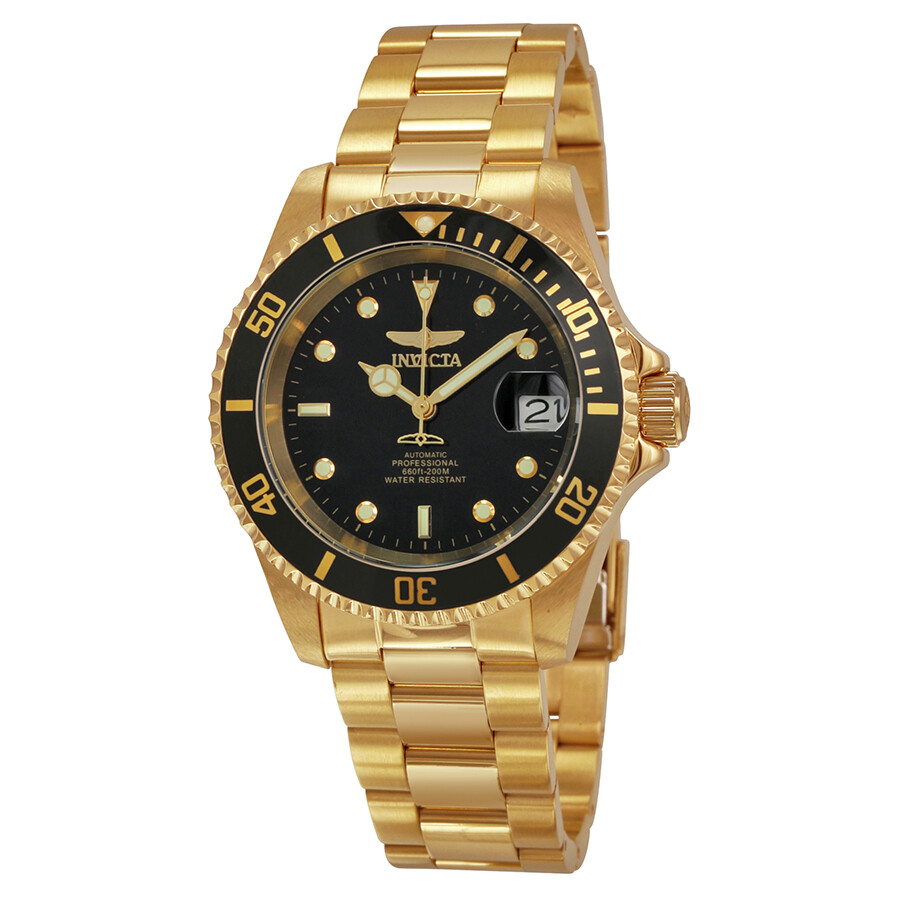 Invicta Pro Diver Black Dial Gold Plated Men S Watch 8929c