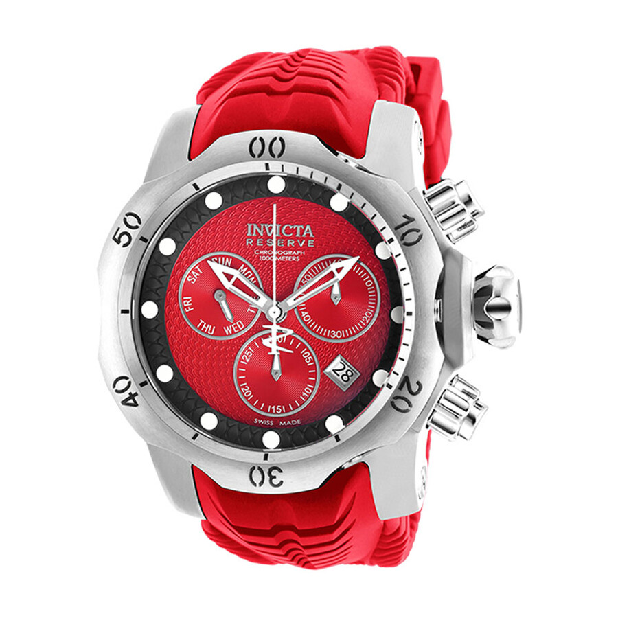 Invicta Venom Red Dial Men's Red Leather Chronograph Watch 19009 Venom Invicta Watches