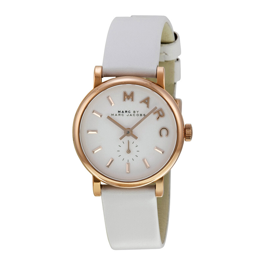Marc by Marc Jacobs Baker White Dial White Leather Band Ladies Watch