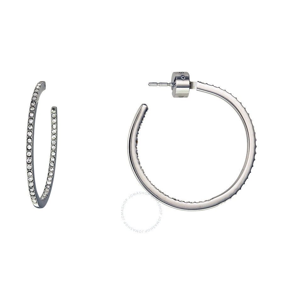 Michael Kors Crystal Pave SilverTone Small Hoop Earrings Michael