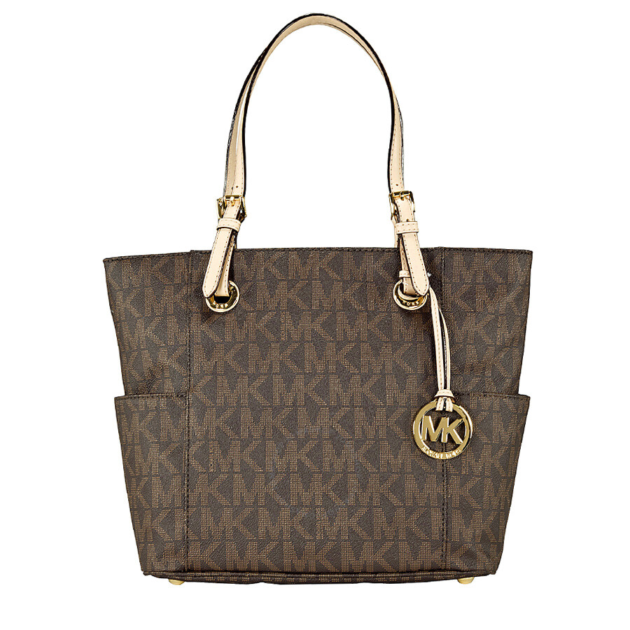 Michael Kors Jet Set Signature Logo Tote Bag - Brown - Jet Set - Michael Kors Handbags ...