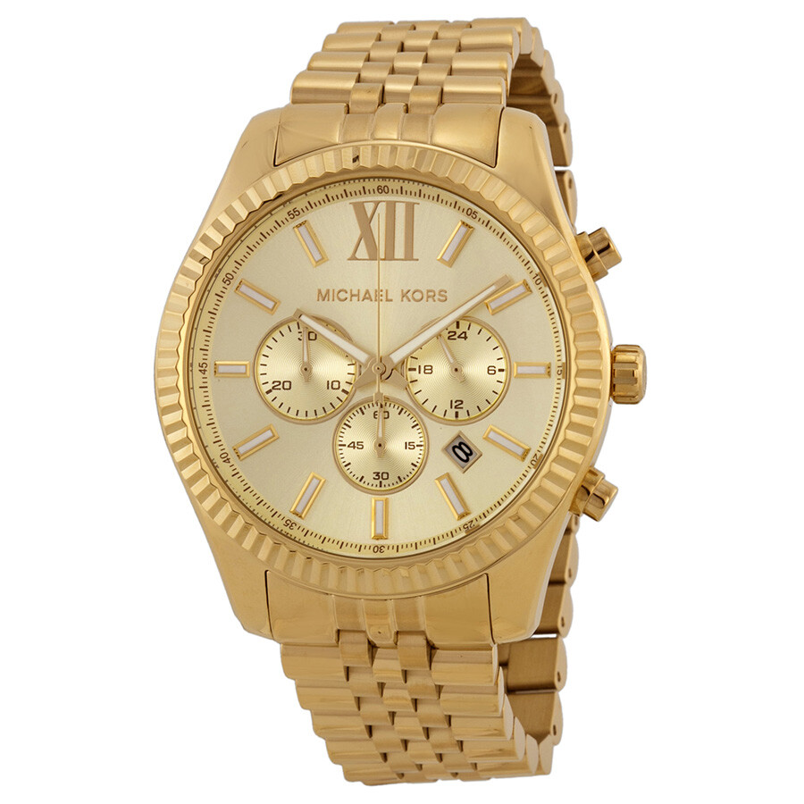 Michael Kors Lexington Chronograph Champagne Dial Men\u0026#39;s Watch