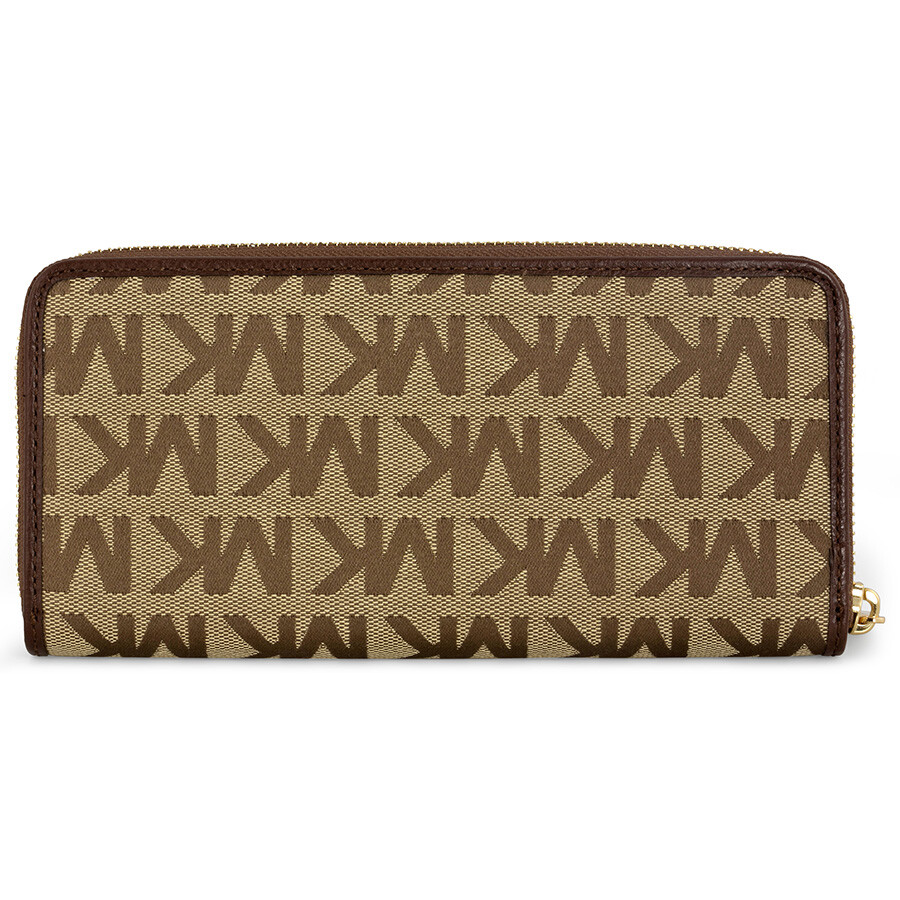 Michael Kors ZA Continental Mocha Logoed Fabric Continental Wallet Jet Set Michael Kors