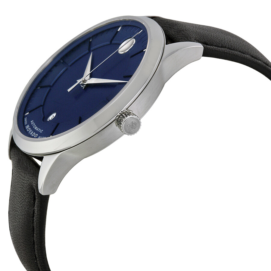 Movado 1881 Automatic Blue Dial Black Leather Band Men's Watch 0606874