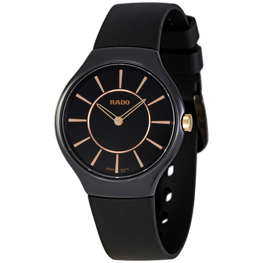Rado Thinline Black Ceramic Ladies Watch R27742159 True Rado
