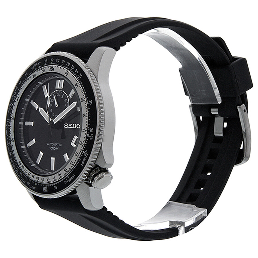 Seiko Black Dial Tachymeter Black Rubber Strap Men's Watch SSA003K2 Seiko Watches