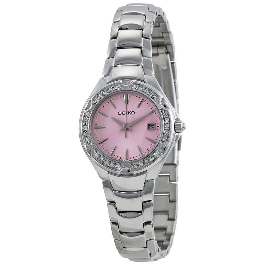Seiko Crystal Pink Dial Ladies Watch SXDC53 Stainless Steel Seiko 