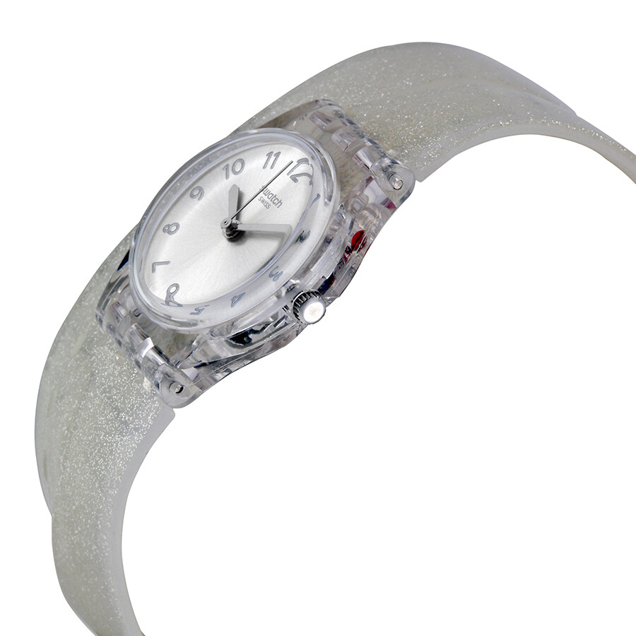 Swatch Glistar Silver Pearl Dial Transaprent Double Wrap) Strap Ladies