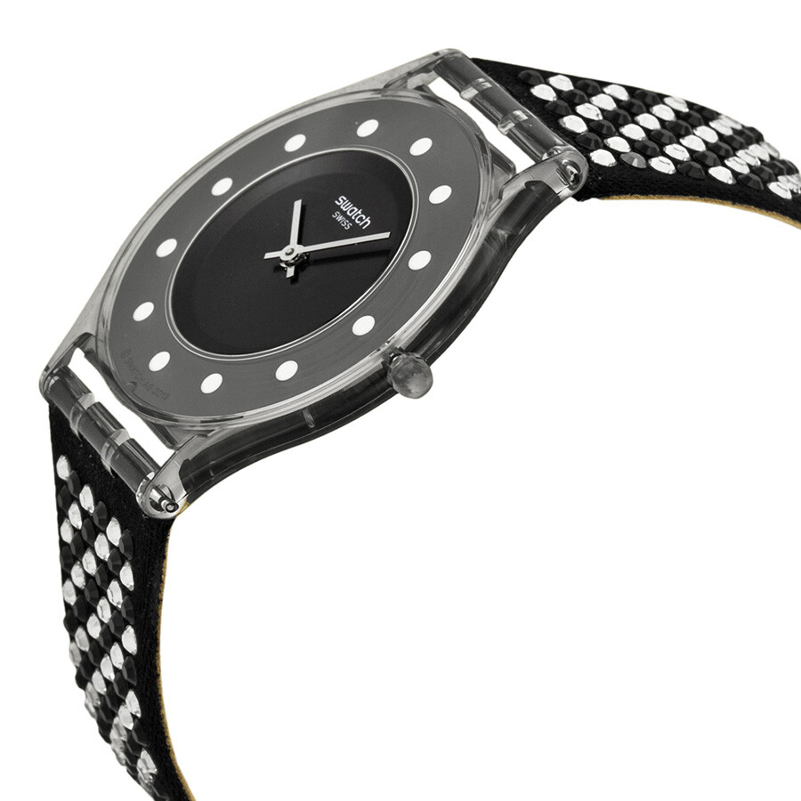 Swatch Lights On Black Dial Black Fabic Unisex Watch SFM128 Skin