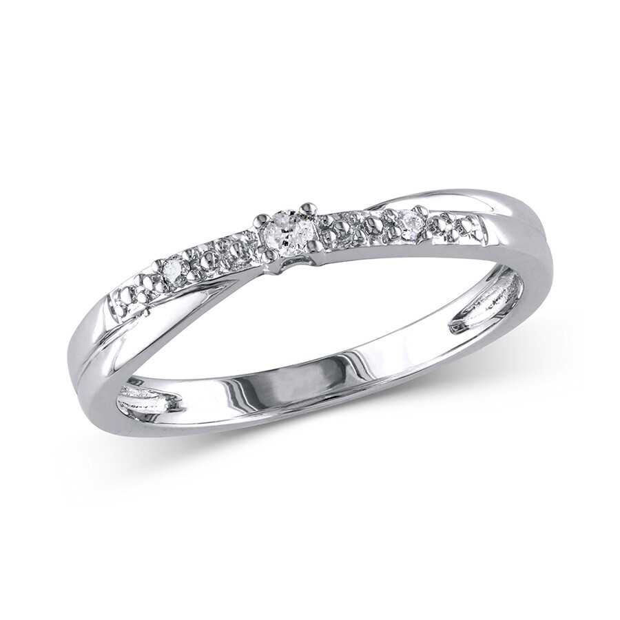 Amour Diamond Beaded Crossover Engagement Ring In 10k White Gold In Gold / Gold Tone / White