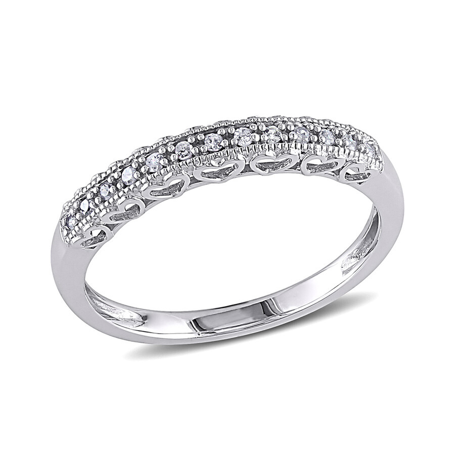 Amour Diamond Heart Anniversary Band In 10k White Gold In Gold / White