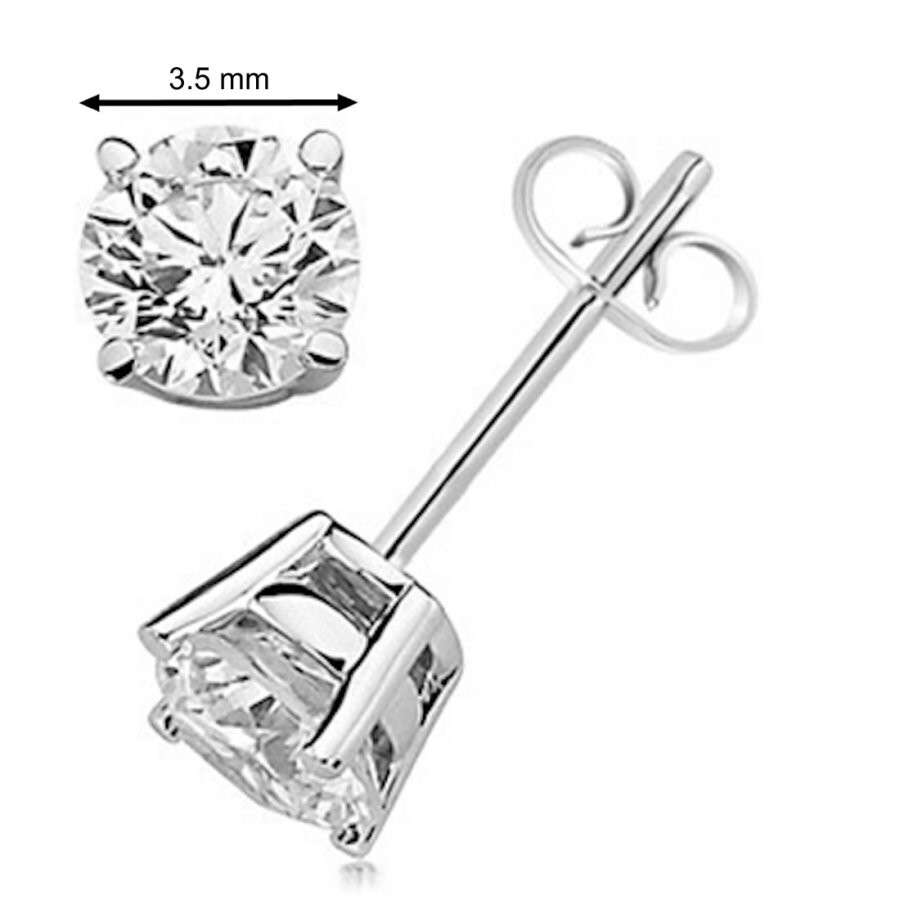 Shop Maulijewels 0.30 Carat  Round White Diamond 4-prong Set Stud Earrings In 14k White & Yellow Gold