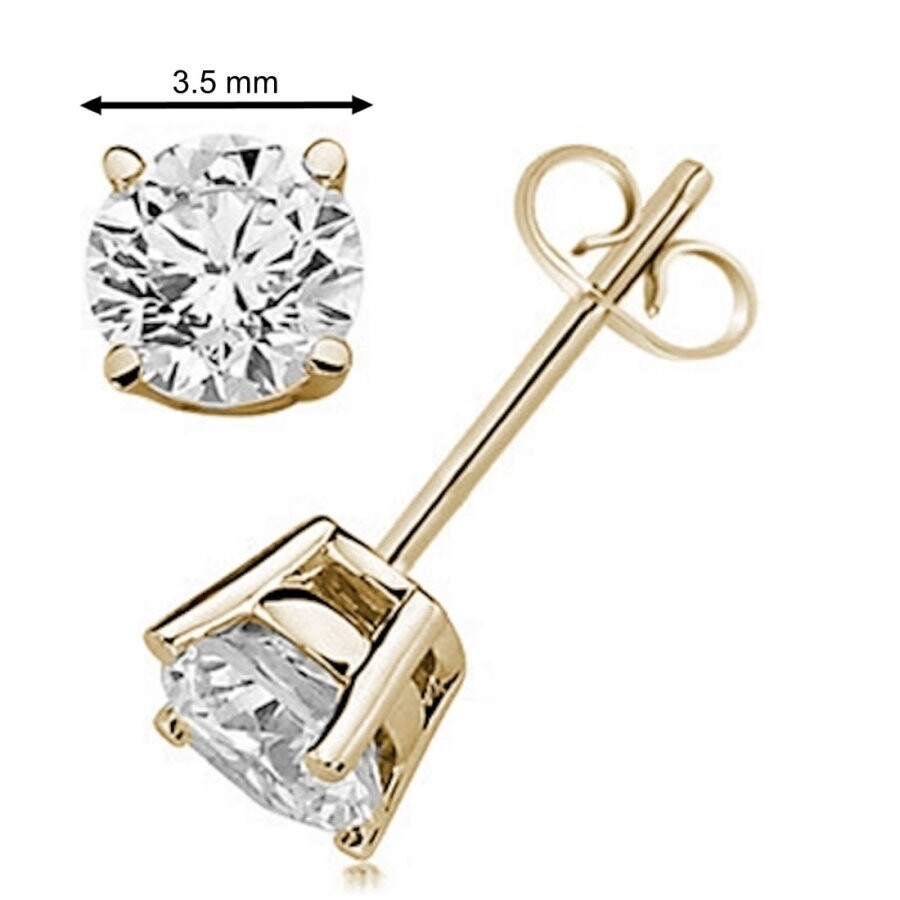 Shop Maulijewels 0.30 Carat  Round White Diamond 4-prong Set Stud Earrings In 14k White & Yellow Gold