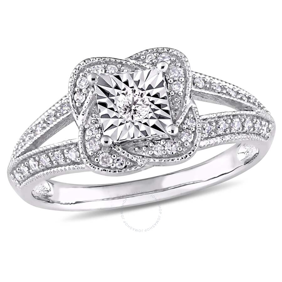 Amour 1/5 Ct Tw Diamond Vintage Split Shank Ring In 10k White Gold In White