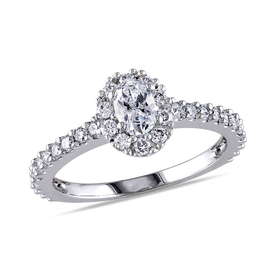 Amour 1 Ct Tw Oval Halo Diamond Engagement Ring In 14k White Gold In Gold / White