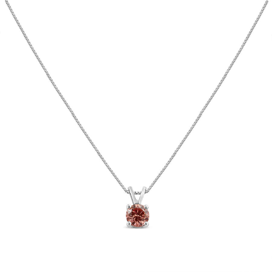 Haus Of Brilliance 10k White Gold 1/4 Cttw Round Brilliant Cut Lab Grown Pink Diamond 4-prong Solitaire Pendant Necklac In White