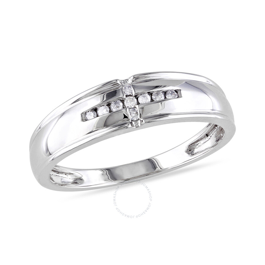 1/10 cttw, G-H,I2-I3 Size-10 Diamond Wedding Band in 10K White Gold 1/10 cttw, G-H,I2-I3 Size-10 Diamond Wedding Band in 10K White Gold