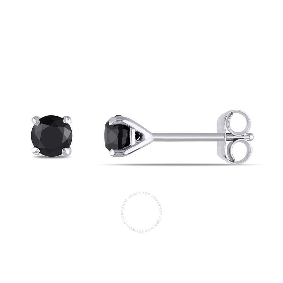 Amour 1/2 Ct Tw Black Diamond Stud Earrings In 14k White Gold In Black