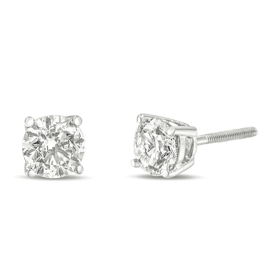 Haus Of Brilliance 14k White Gold 1.0 Cttw Round Brilliant Cut Lab Grown White Diamond 4-prong Classic Solitaire Stud E In White