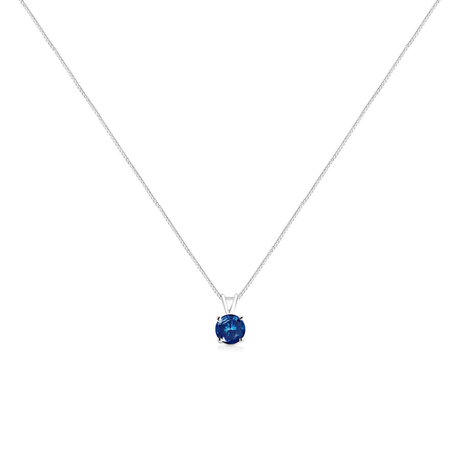 Haus Of Brilliance 14k White Gold 1/2 Cttw Round Brilliant Cut Lab Grown Blue Diamond 4-prong Solitaire Pendant Necklac In White