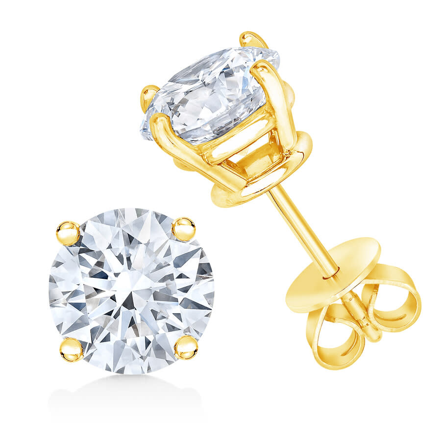 Haus Of Brilliance 14k Yellow Gold 1.0 Cttw Round Brilliant Cut Lab Grown White Diamond 4-prong Classic Solitaire Stud  In Yellow