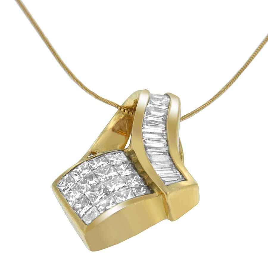 Haus Of Brilliance 14k Yellow Gold 2.0 Cttw Princess And Baguette-cut Diamond Art Deco Inspired Pendant Necklace (g-h C In Gold