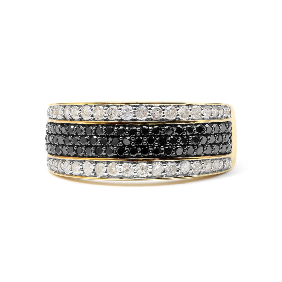 Haus Of Brilliance Men's 10k Yellow Gold 1 1/4 Cttw White And Black Diamond Cluster Ring (black Colo