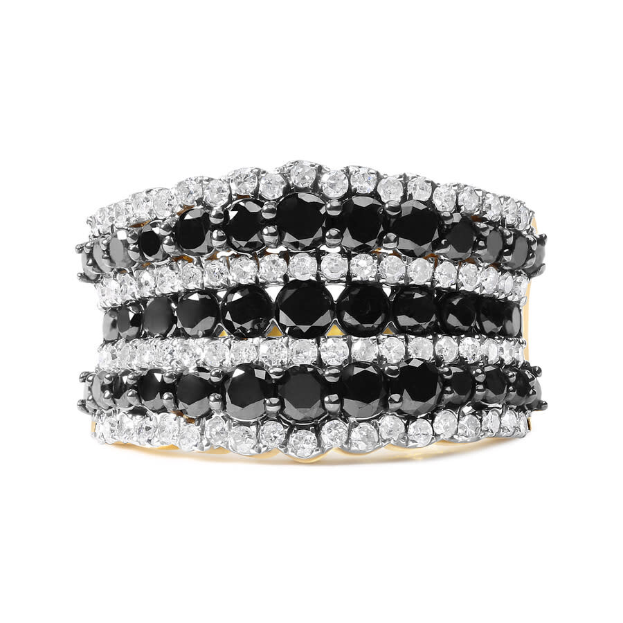 Haus Of Brilliance 14k Yellow Gold Plated .925 Sterling Silver 1 3/4 Cttw Treated Black And White Alternating Diamond M In Yellow