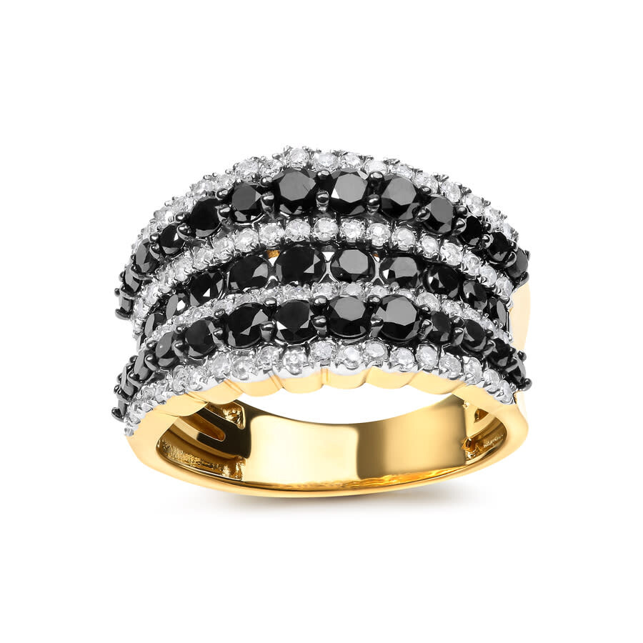Haus Of Brilliance 14k Yellow Gold Plated .925 Sterling Silver 1 3/4 Cttw Treated Black And White Alternating Diamond M In Yellow