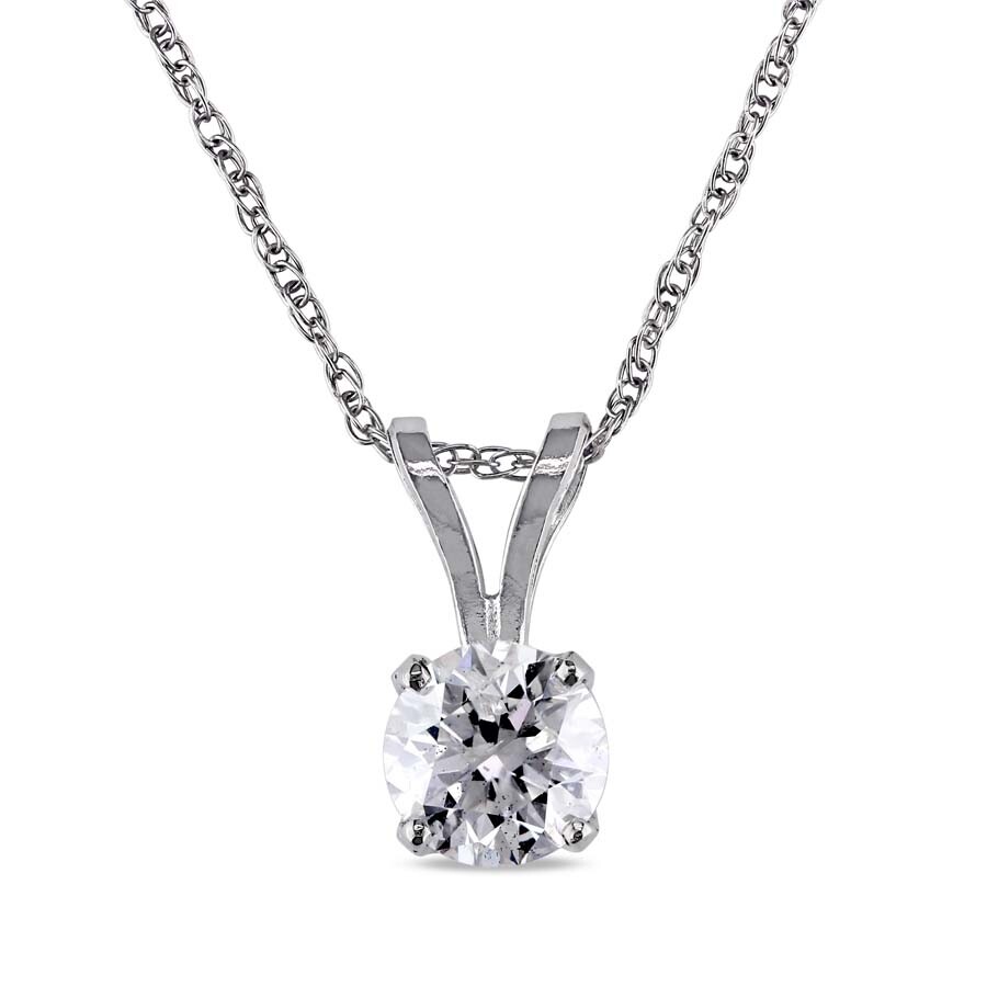 Amour 1/4 Ct Tw Diamond Solitaire Pendant With Chain In 14k White Gold In White