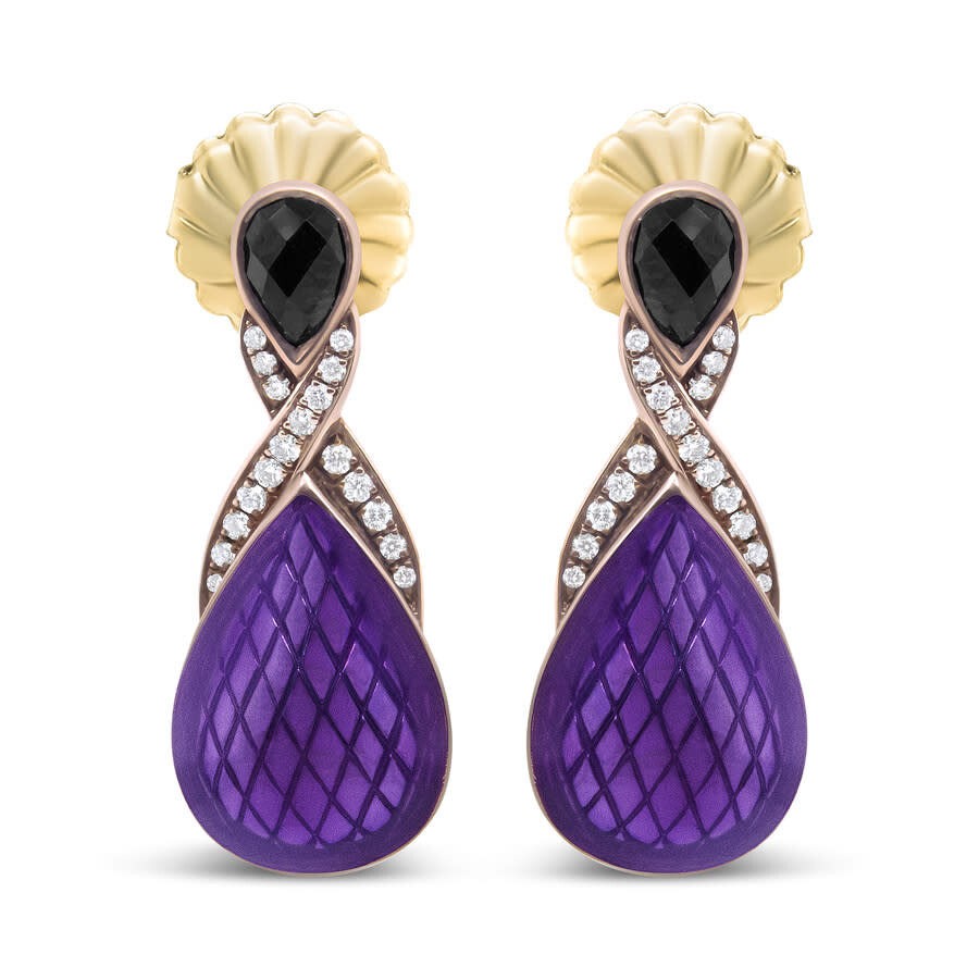 Haus Of Brilliance 18k Rose Gold Flash Plated .925 Sterling Silver Purple Enamel 1/5 Cttw Diamond And 5.5 X 4mm Pear-sh In White
