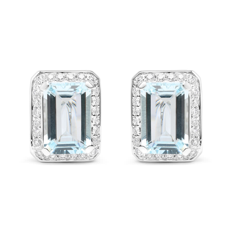 Shop Haus Of Brilliance 18k White Gold 3/4 Cttw Round Diamond And 13x9mm Emerald Cut Blue Aquamarine Gemstone Halo Omega Stu