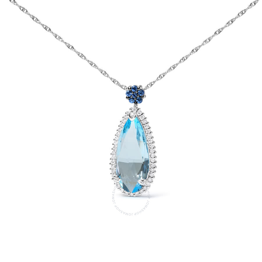 Shop Haus Of Brilliance 18k White Gold 3/8 Cttw Pave Set Diamond And Sky Blue Topaz And Blue Sapphire Gemstone Floral Teardr