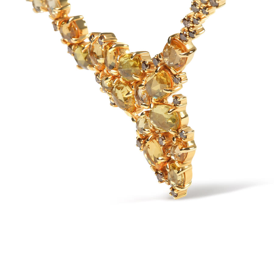 Haus Of Brilliance 18k Yellow Gold 1/2 Cttw Brown Diamond And Multi-size Oval Yellow Sapphire Cluster Cascade Station N In Yellow