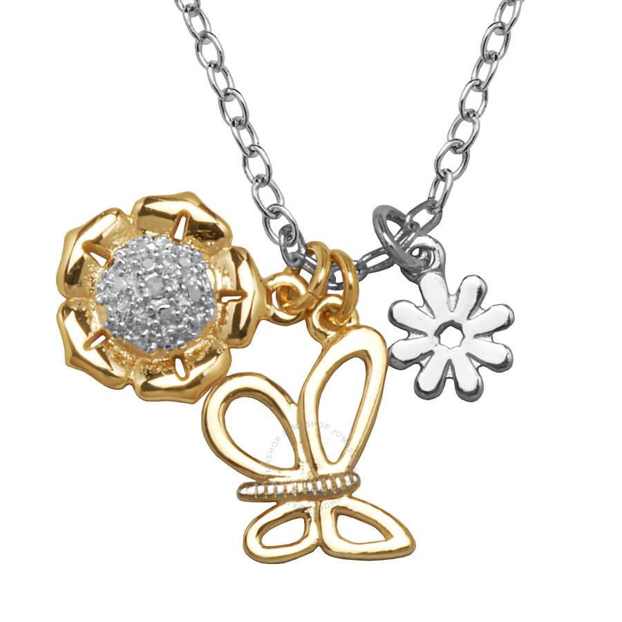 Rodium Plated 18 Inch Double Chain With Butterfly Crystal Pendant Rodium Plated 18 Inch Double Chain With Butterfly Crystal Pendant