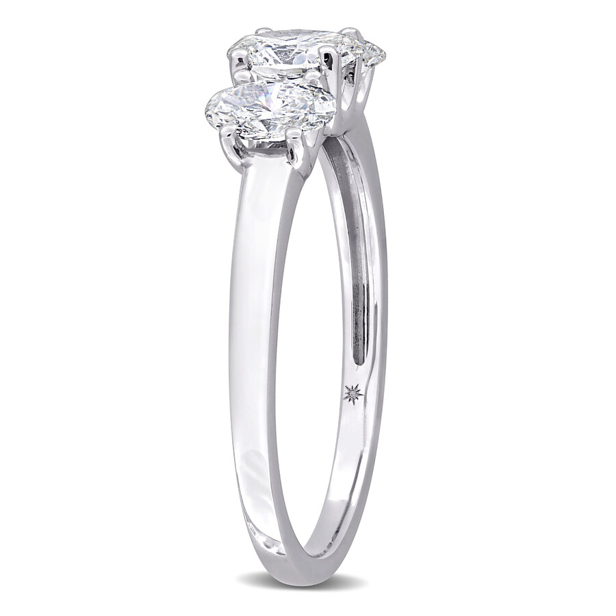 Created Forever 1ct Tw Oval Lab-grown Diamond 3-stone Engagement Ring In 14k White Gold In White