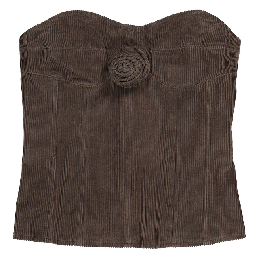 Corduroy Tube Top With Rose Corsage Croset